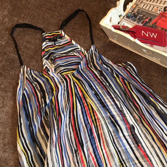 Multi Colored Striped Sheer Flowy Tank Top - Picture 3 of 5